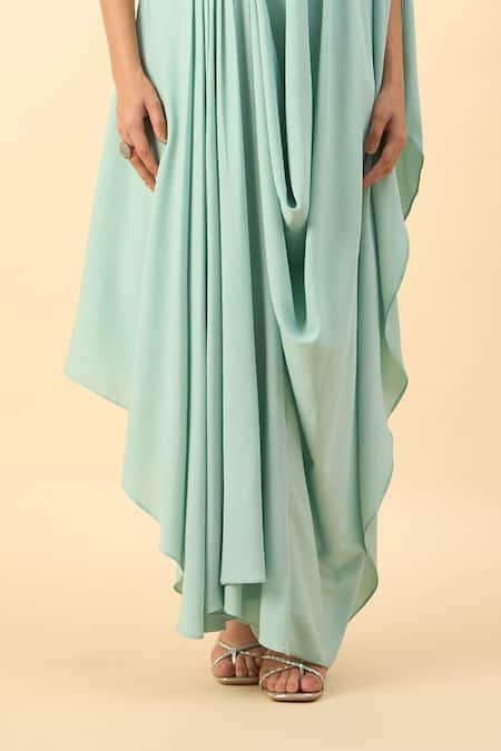 Buy Aakaar Blue Modal Beads Collared Draped Kurta Set Online at Aza Fashions Buy_Aakaar_Blue Modal Beads Collared Draped Kurta Set _Online_at_Aza_Fashions