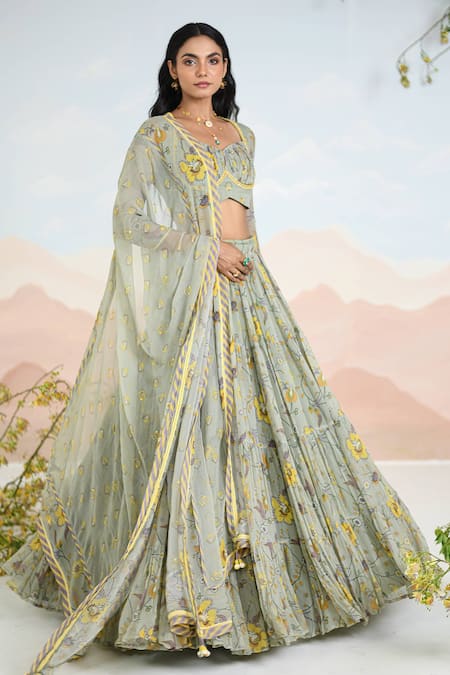 BAISE GABA Floral Print Auralia Lehenga Set 