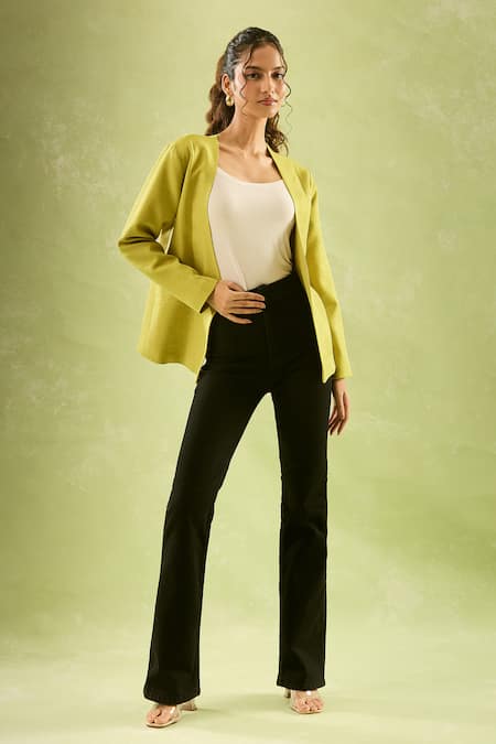 Samyukta Singhania Lime Green Full Sleeves Jacket 