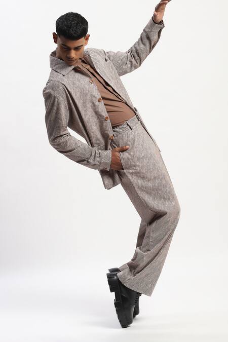 Buy_Abraham And Thakore_Multi Color Cotton Diagonal Print Jacket _Online_at_Aza_Fashions