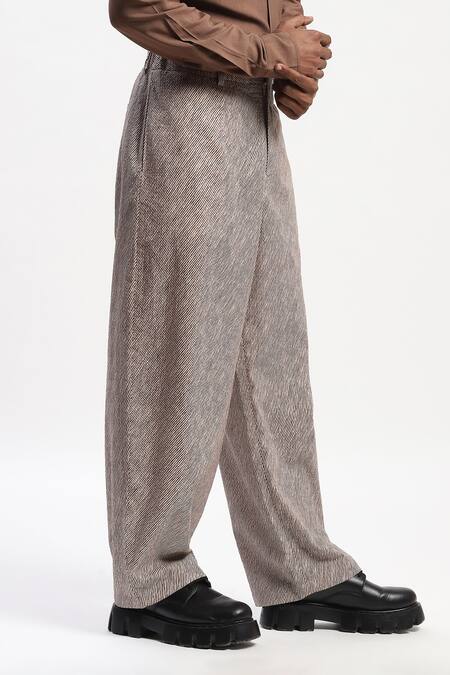 Abraham And Thakore Multi Color Cotton Diagonal Print Casual Trouser Online at Aza Fashions Abraham And Thakore_Multi Color Cotton Diagonal Print Casual Trouser _Online_at_Aza_Fashions