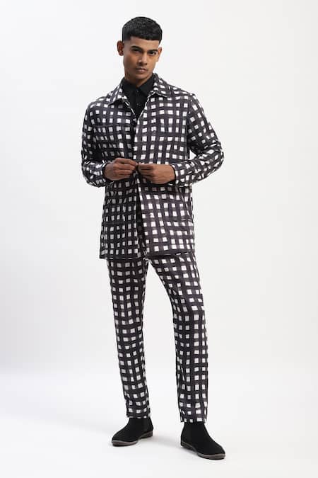 ABRAHAM AND THAKORE Watercolour Checks Trouser 