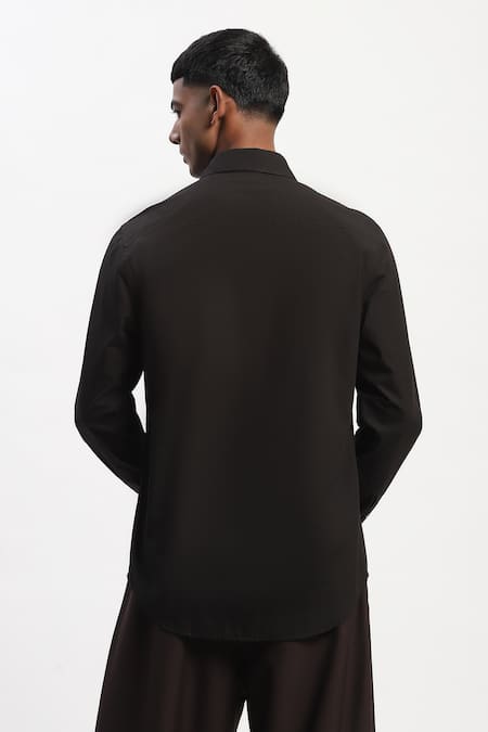 Abraham And Thakore Engineered Trapunto Black Shirt 