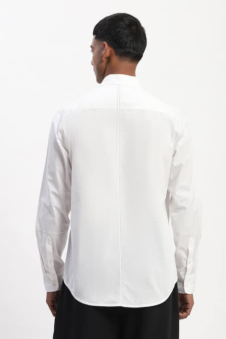 Abraham And Thakore Tonal Patchwork Cotton Shirt 