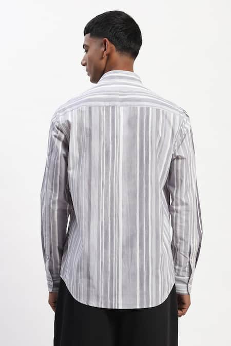 Abraham And Thakore Watercolour Stripes Casual Shirt 