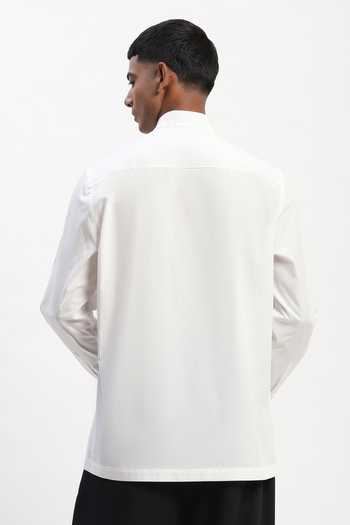 Shop Abraham And Thakore White Cotton Engineered Blockprint Casual Shirt at Aza Fashions Shop_Abraham And Thakore_White Cotton Engineered Blockprint Casual Shirt _at_Aza_Fashions