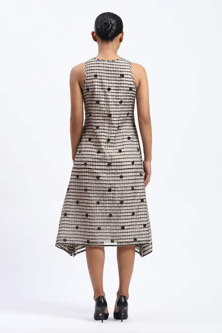Abraham And Thakore Neutral Maheshwar Midi Dress 