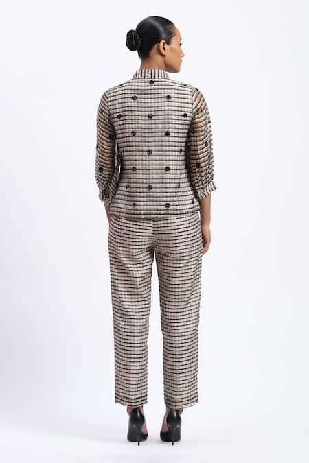 Abraham And Thakore Neutral Maheshwar Chanderi Shirt 