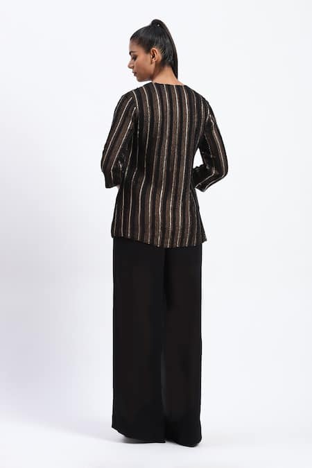 Abraham And Thakore Gold Foil Cutwork Tunic 