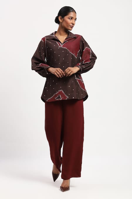 ABRAHAM AND THAKORE Bark Cloth Ikat Shirt 