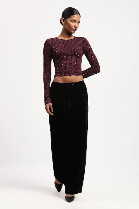 ABRAHAM AND THAKORE Embellished Dot Print Top 