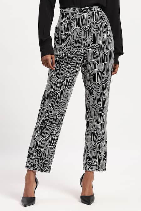 Abraham And Thakore Tribal Embroidery Chanderi Trouser 