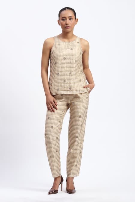 ABRAHAM AND THAKORE Gold Maheshwar Trouser 