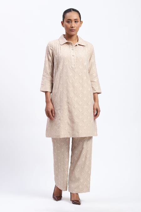 ABRAHAM AND THAKORE Bird Cutwork Trouser 