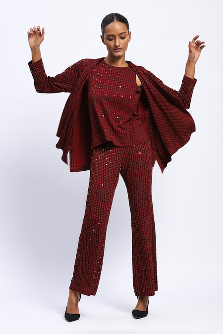 ABRAHAM AND THAKORE Embellished Dot Print Trouser 