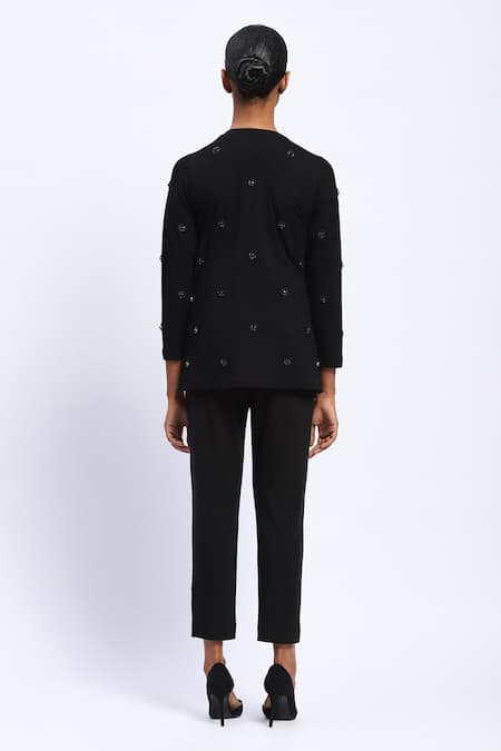 Abraham And Thakore Stone Embellished Black Shrug 