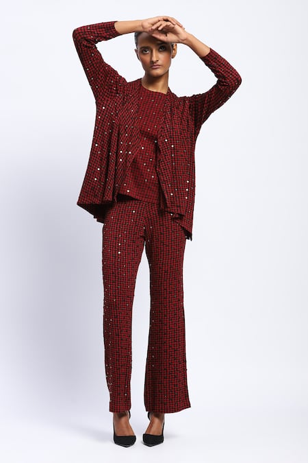 ABRAHAM AND THAKORE Embellished Dot Print Shrug 