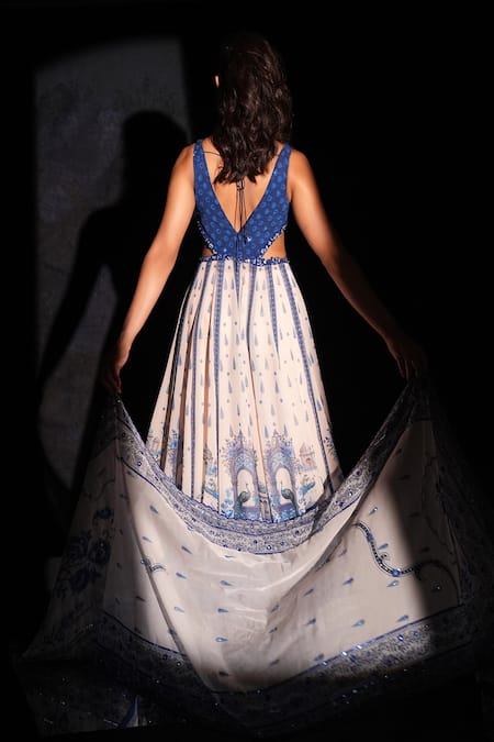 Archana Kochhar Blue Georgette Anarkali Set 