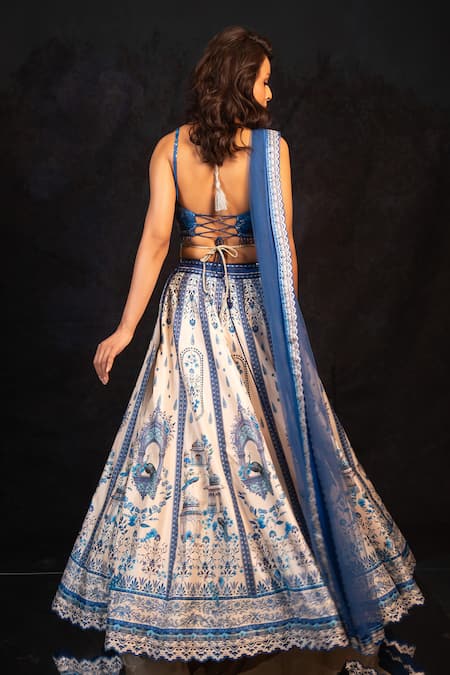 Archana Kochhar The Neel Mahal Fusion Lehenga Set