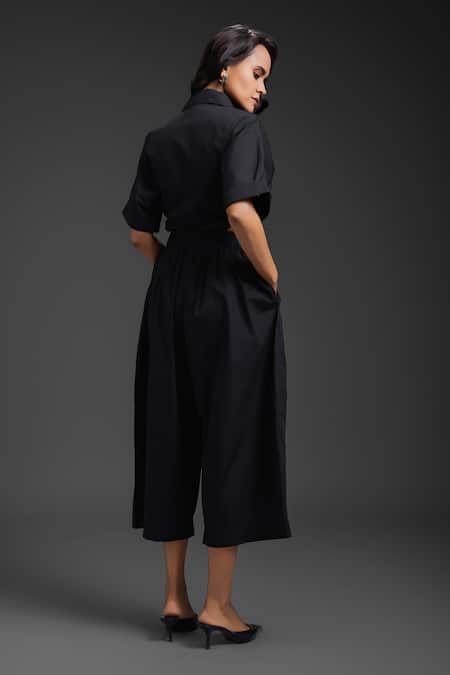 Deepika Arora Black Cotton Designer Jumpsuit 