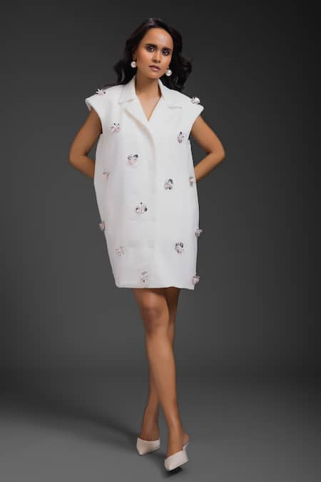 Deepika Arora White Rozella Crepe Designer Dress 