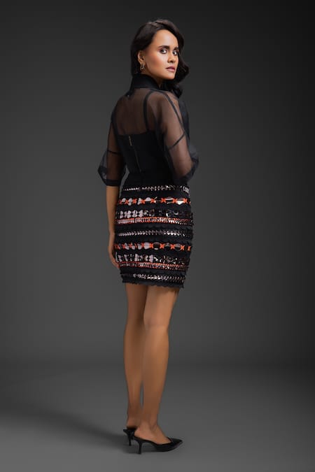 Deepika Arora Black Embellished Short Skirt 