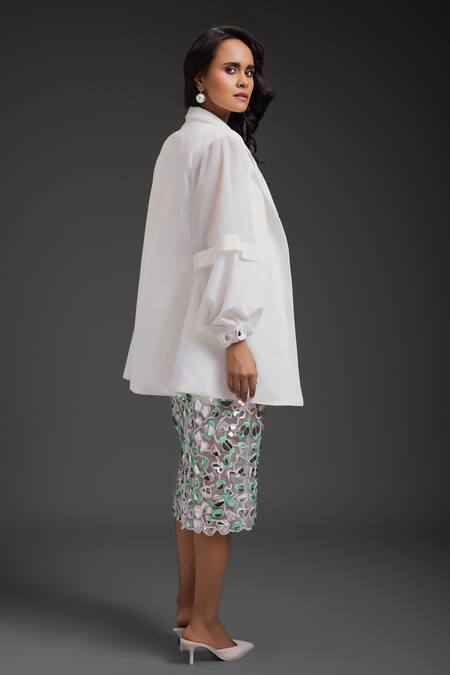 Shop Deepika Arora White Crepe Sequins Blazer And Skirt Set at Aza Fashions Shop_Deepika Arora_White Crepe Sequins Blazer And Skirt Set_at_Aza_Fashions