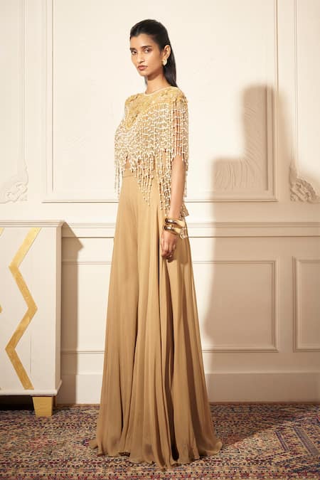 Rimple Agrawal Gold Georgette Designer Pant Set 