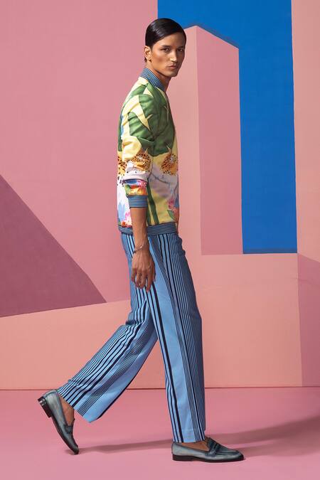 Nautanky Multi Color Satin Bomber Jacket And Pant Set Online at Aza Fashions Nautanky_Multi Color Satin Bomber Jacket And Pant Set _Online_at_Aza_Fashions