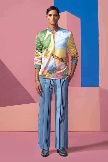 Nautanky Colorful Satin Bomber Jacket & Pant Set 