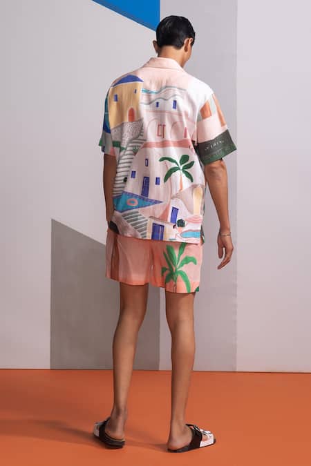 Nautanky Peach Island Shirt & Shorts Set 