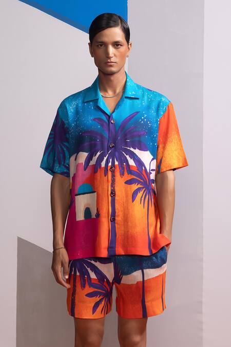Buy Nautanky Multi Color Cotton, Linen Moonkissed Tropics Shirt And Shorts Set Buy_Nautanky_Multi Color Cotton, Linen Moonkissed Tropics Shirt And Shorts Set