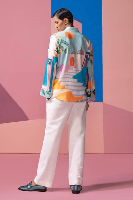 Nautanky Designer Ice Blue Full Sleeve Shirt 