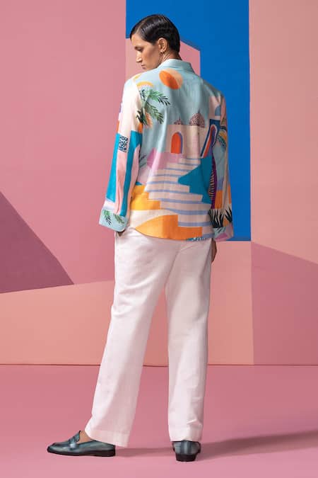 Shop Nautanky White Cotton, Linen Casual Trouser at Aza Fashions Shop_Nautanky_White Cotton, Linen Casual Trouser _at_Aza_Fashions