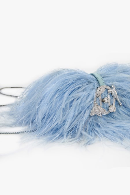 Buy_Outhouse_Blue Rhinestones The Scarlet Minivet Clutch 