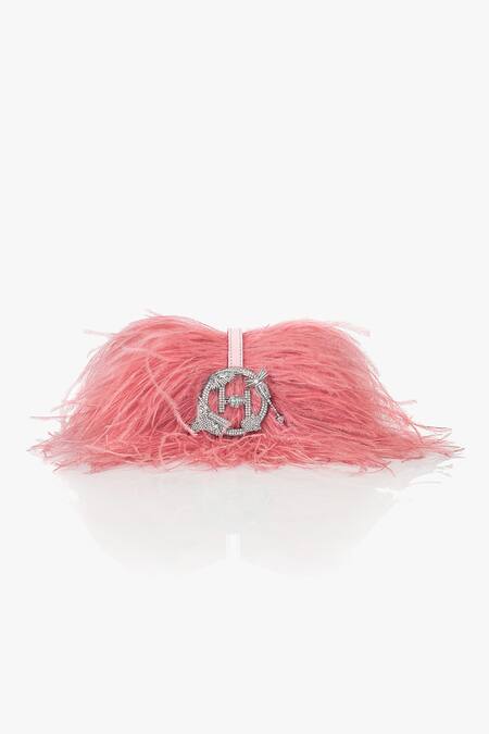 Shop_Outhouse_Pink Rhinestones The Scarlet Minivet Clutch _Online_at_Aza_Fashions