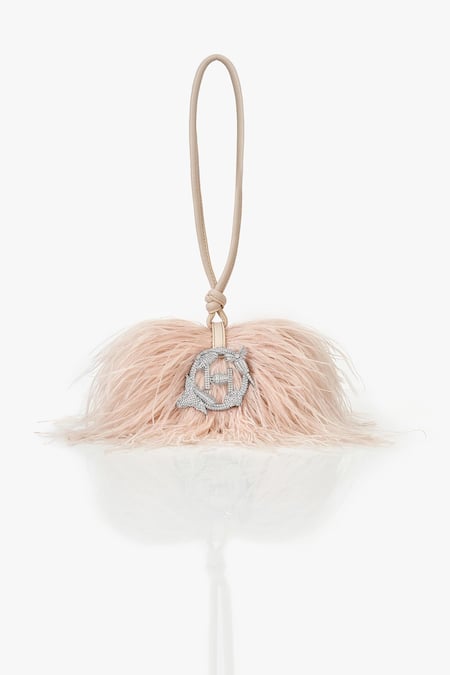 Outhouse Pearl Pink Feathered Clutch 