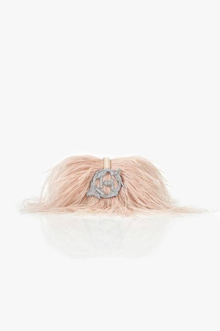 Outhouse_Pink Pearl Feathered Clutch _Online_at_Aza_Fashions