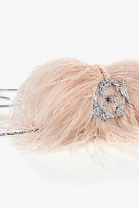 Outhouse_Pink Pearl Feathered Clutch _at_Aza_Fashions