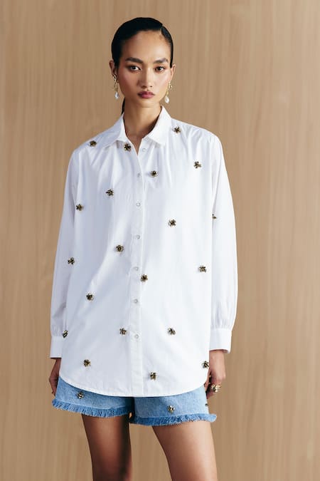 Mellowdrama White Embellished Shirt 