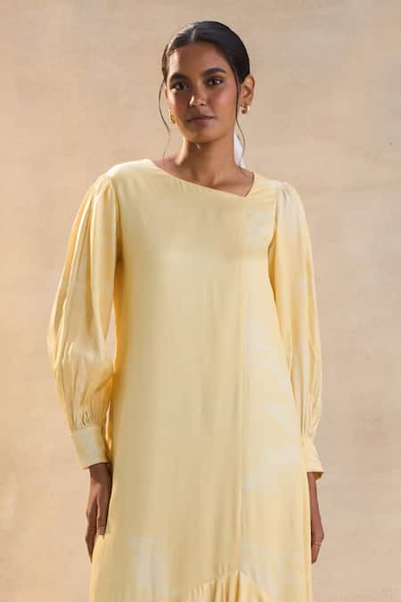 Vedika M Yellow Satin Sunshine Midi Dress Online at Aza Fashions Vedika M_Yellow Satin Sunshine Midi Dress _Online_at_Aza_Fashions