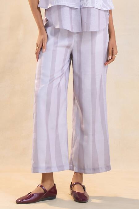 Buy Vedika M Gray Cotton, Linen Embroidery Collared, V-neck Underwater Co-ord Pant Set Online at Aza Fashions Buy_Vedika M_Gray Cotton, Linen Embroidery Collared, V-neck Underwater Co-ord Pant Set _Online_at_Aza_Fashions