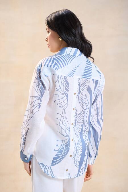 Buy_Vedika M_Gray Cotton, Linen Collared Designer Jelly Fish Pant Set 