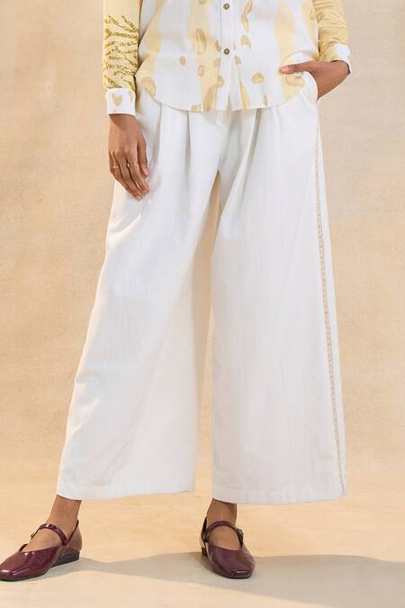 Vedika M Yellow Cotton, Linen Embroidery Collared Waterdrop Shirt Set Online at Aza Fashions Vedika M_Yellow Cotton, Linen Embroidery Collared Waterdrop Shirt Set _Online_at_Aza_Fashions