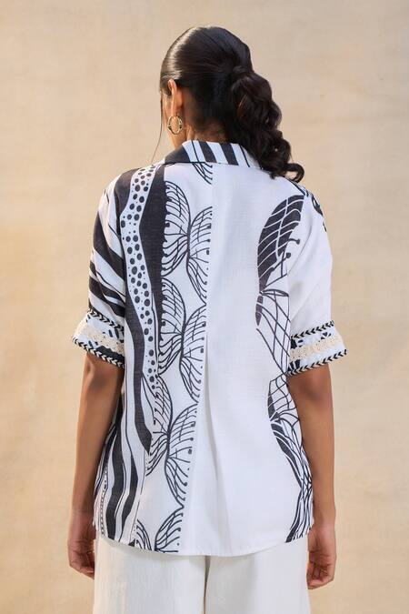 Shop Vedika M White Cotton, Linen Open Neck Designer Jellyfish Everyday Pant Set Online at Aza Fashions Shop_Vedika M_White Cotton, Linen Open Neck Designer Jellyfish Everyday Pant Set _Online_at_Aza_Fashions