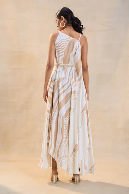 Vedika M Jellyfish Strap Draped Maxi Dress 