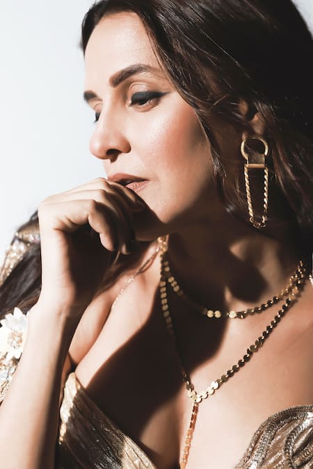 Ode Jewels Gold Plated Makara Layered Pendant Necklace 