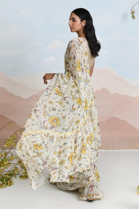 Baise Gaba Sundrenched Ruffle Saree Set 