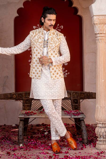 Shop Nafs Ivory Chanderi Zari Embroidered Kurta Set Online at Aza Fashions Shop_Nafs_Ivory Chanderi Zari Embroidered Kurta Set _Online_at_Aza_Fashions