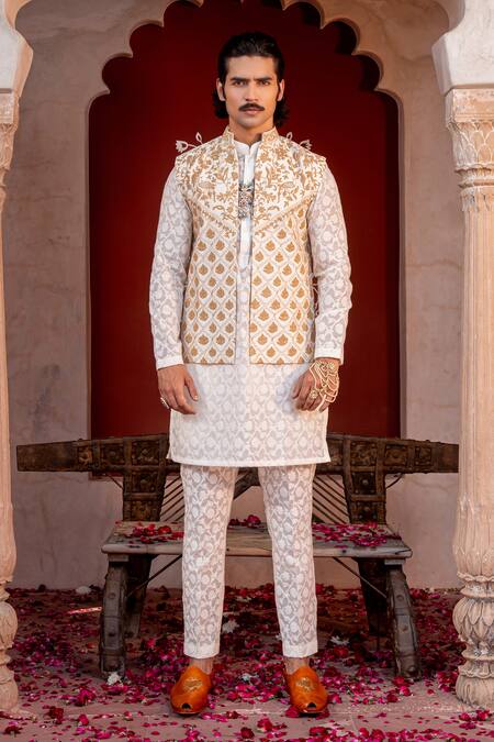 Nafs Ivory Chanderi Zari Embroidered Kurta Set at Aza Fashions Nafs_Ivory Chanderi Zari Embroidered Kurta Set _at_Aza_Fashions